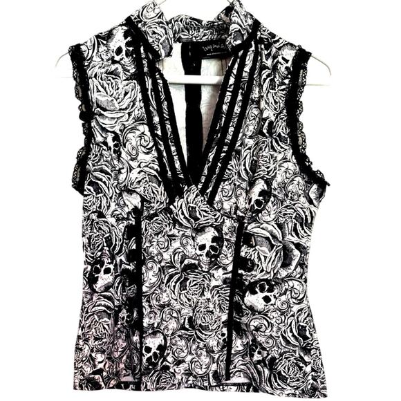 Super Nice Authentic Living Dead Souls Structured Top with lace and buckles - Picture 1 of 10